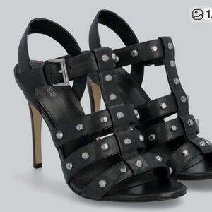 Michael Kors Black Strappy Heels with Silver Studs